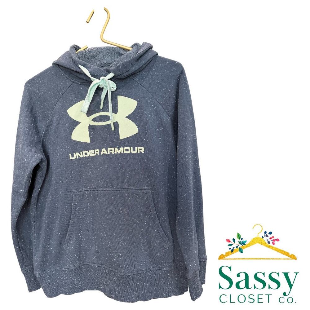 ✨ UNDER ARMOUR Gray Green Speckle Tech Fleece Hoodie S 🌲